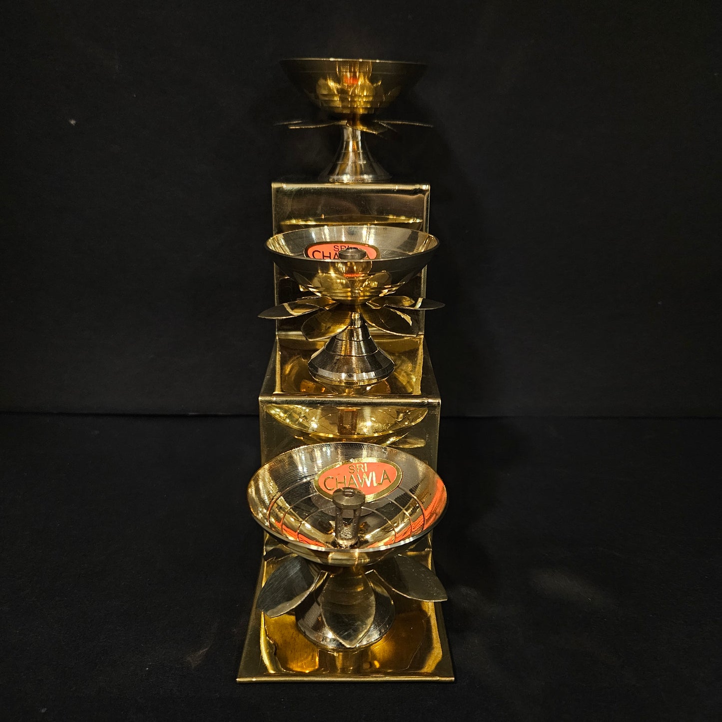 Delights Steps Brass Deepa Stand for Puja & Gifting