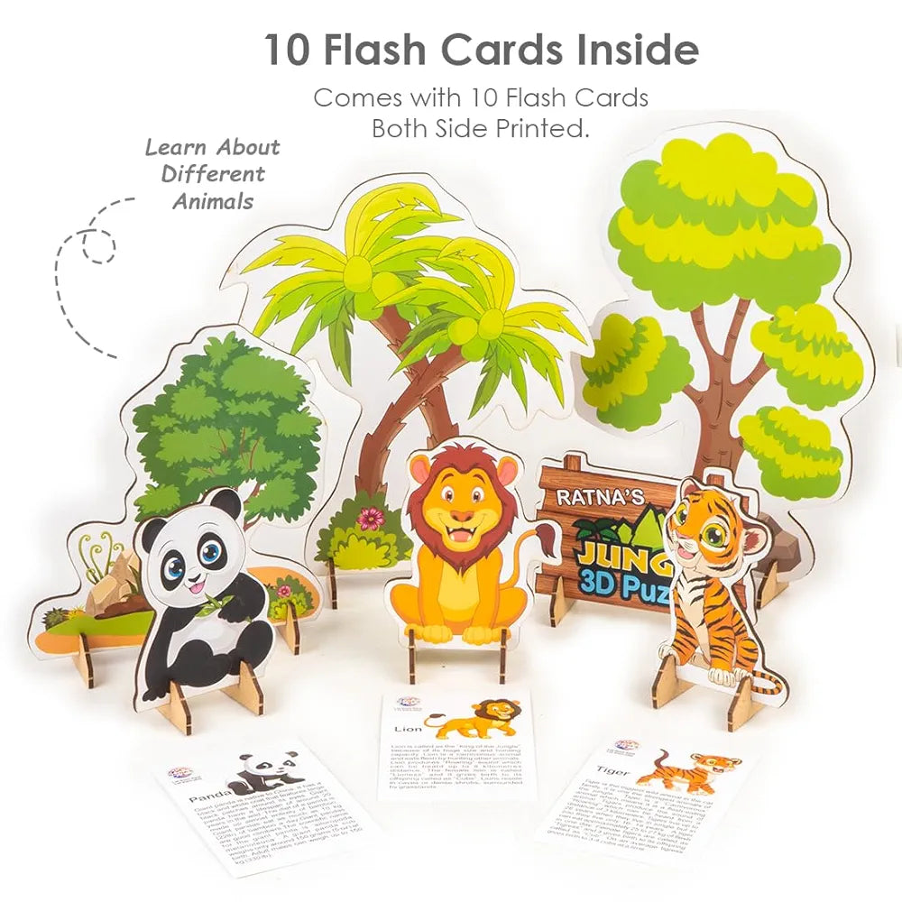 Zoology to Create 3D Jungle with Printed Wooden Cutouts Learning & Educational Game for Kids & Toddlers