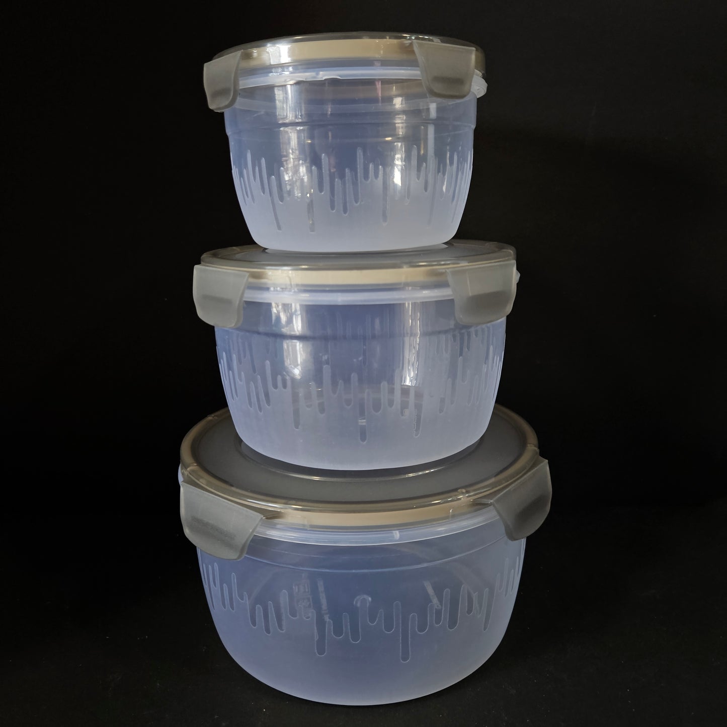 Twin Star a luxury kitchen airtight Round Lock transparent 3 piece set storage container with 600ml,1200ml&1800ml Capable Bpa free,unbreakable storage container