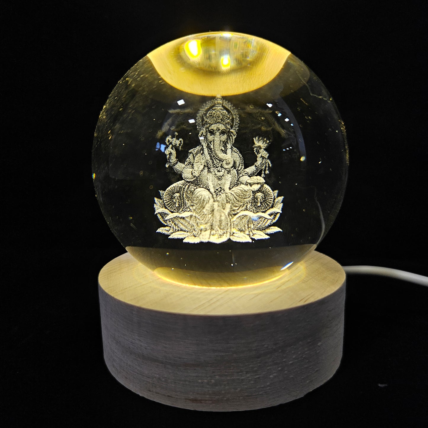 Crystal Ball Night Lamp, Solar System Light, USB Table Colorful Wooden Crystal for Home, Office, Birthday Gift
