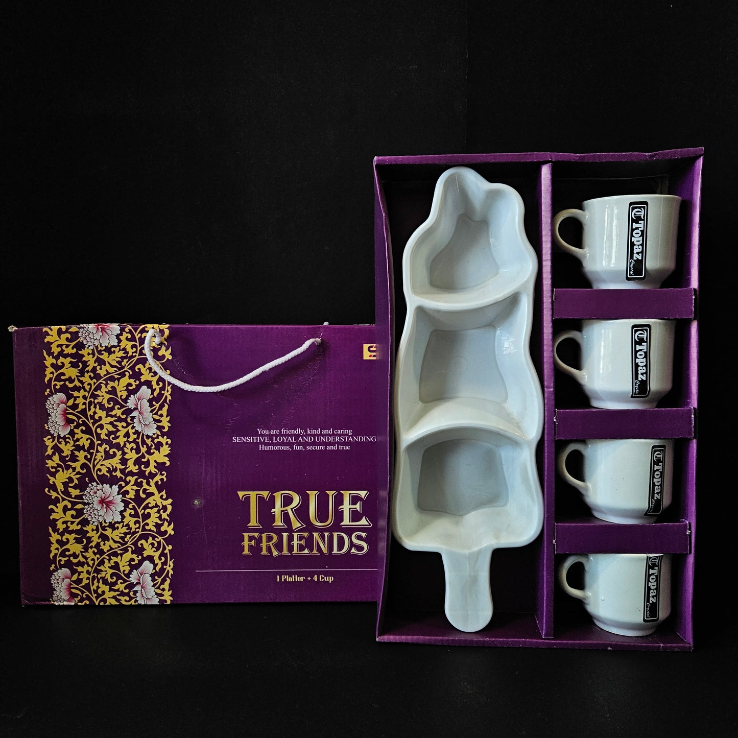 Safari True Friends 1 snack platter & 4 Ceramic cup set