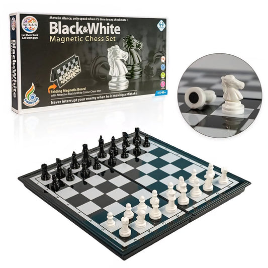 RATNA'S Black & White Magnetic Chess Set for All Ages