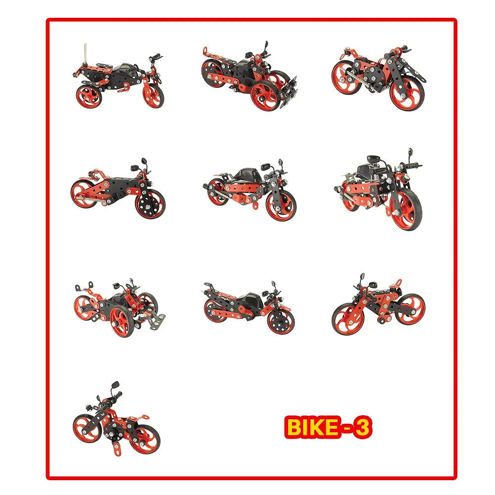 MEC - O - Tec Bike 3 Metal Construction Toy, Building Blocks, Educational Toys for 6+ yrs Boys and Girls