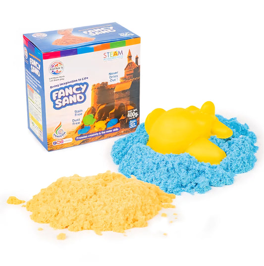 RATNA'S Fancy Sand 400g with Big Mould for Indoor Beach Fun and Relaxation Kinetic Sand Kit Activity Toys, Soft Sand Clay Toys for Boys & Girls