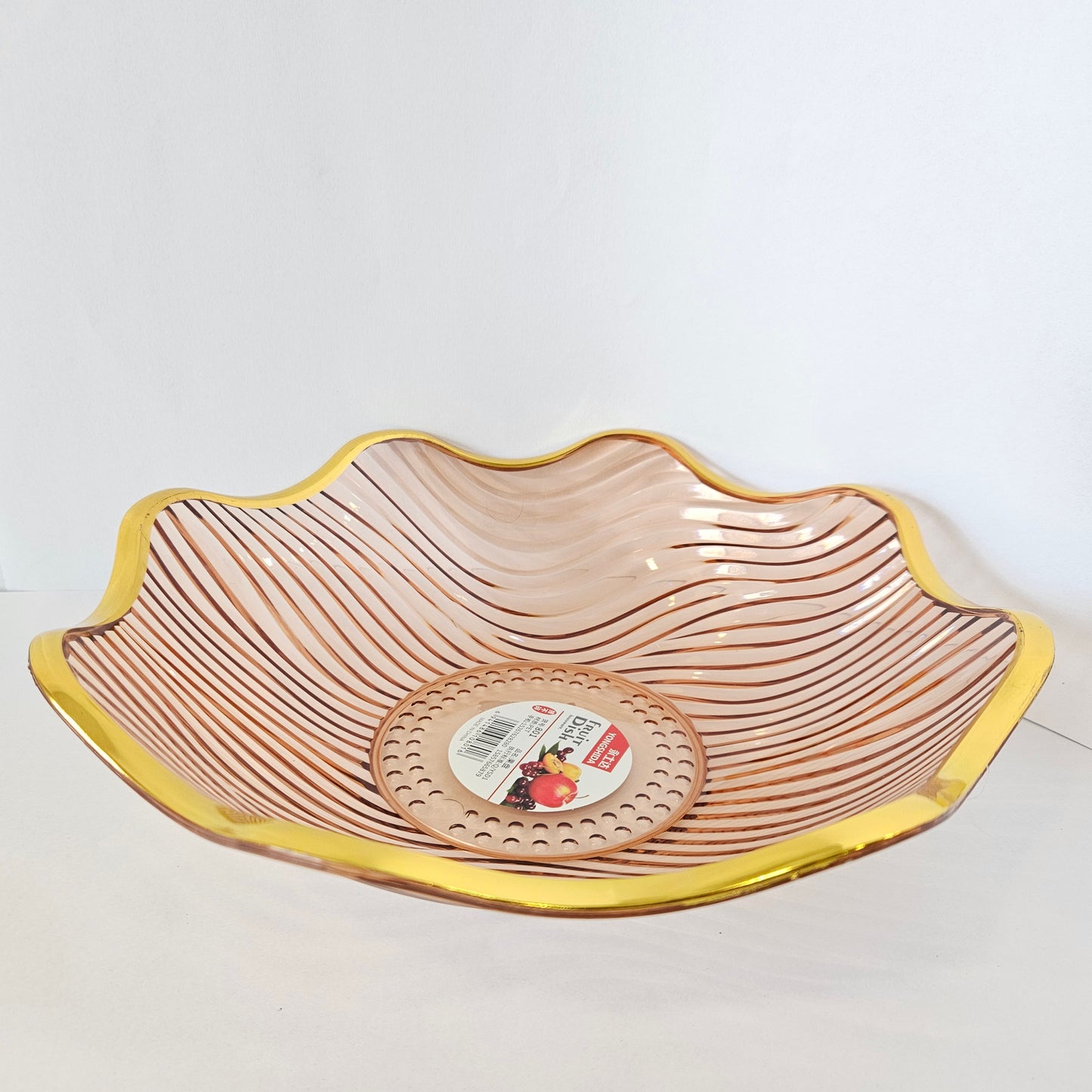 Flower Shaped designer plate,Crystal Clear transparent Appetizer Plates Snack Fruit with Golden Edges