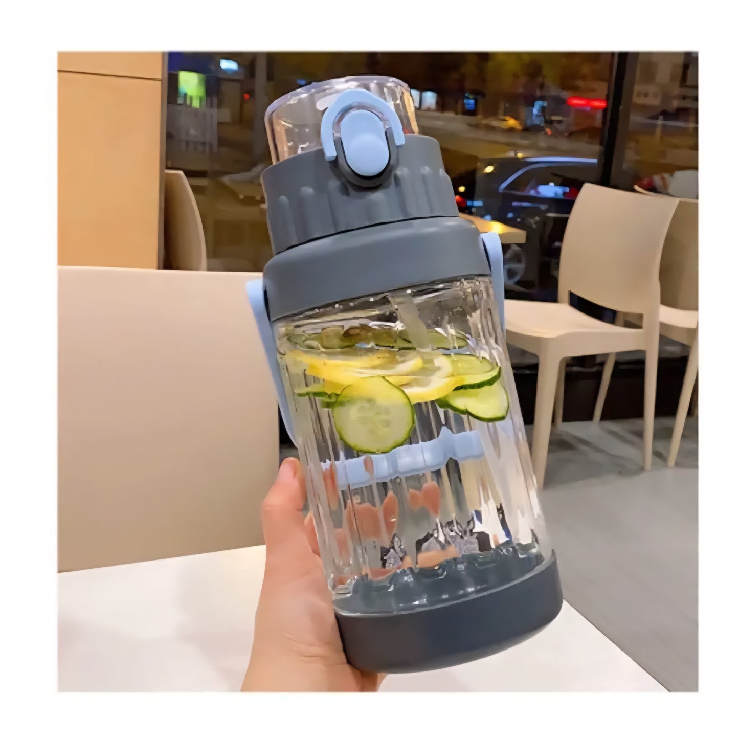 Refillable Water Bottles, Cute Bear Water Bottle with Straw, Portable Handle Plastic Sports Large Bike Bottles, Sports Water Bottle