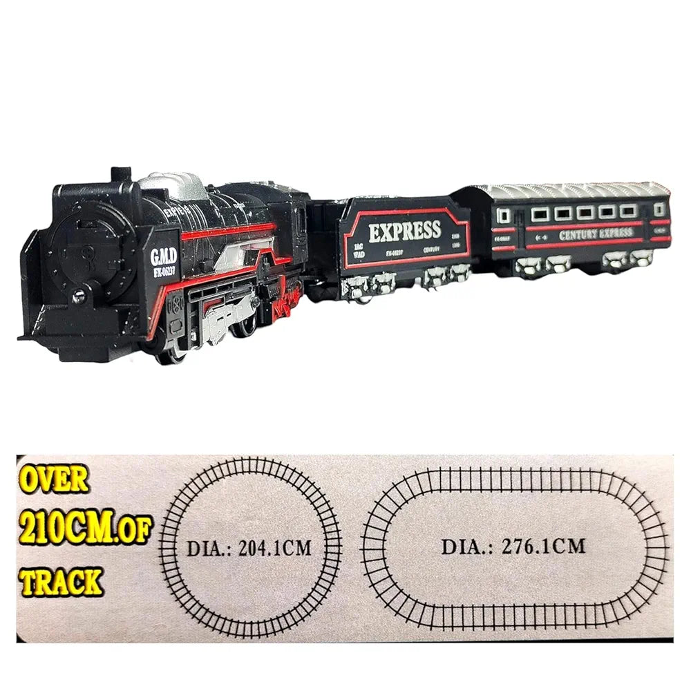 Black Colour Toy Train for Kids |19 pcs Plastic Train Set | Battery Operated Train Engine Toy for Kids | High Speed Engine Train with Round Track