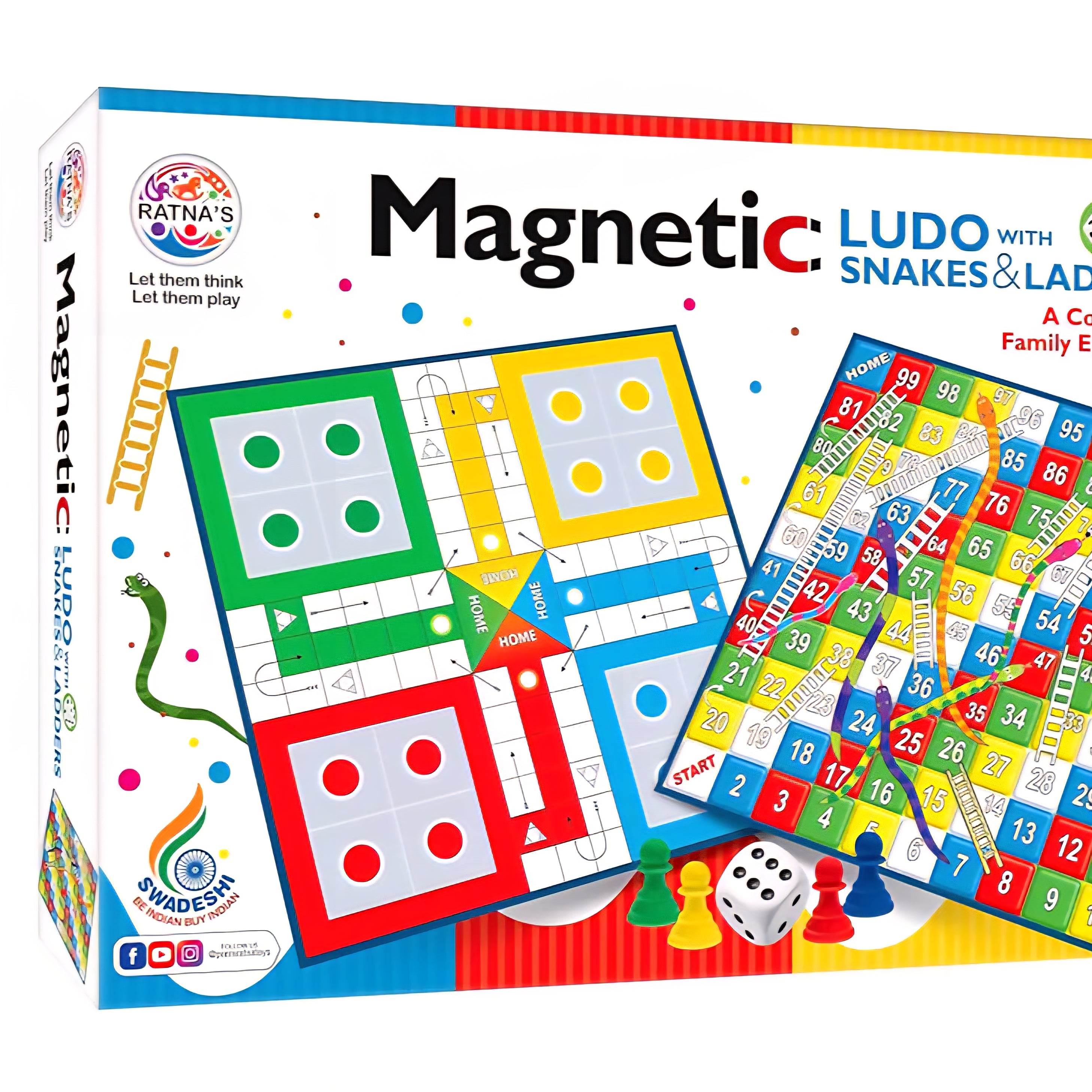 Ratna's Magnetic Snakes and Ladders with Ludo Board Game for Kids and ...
