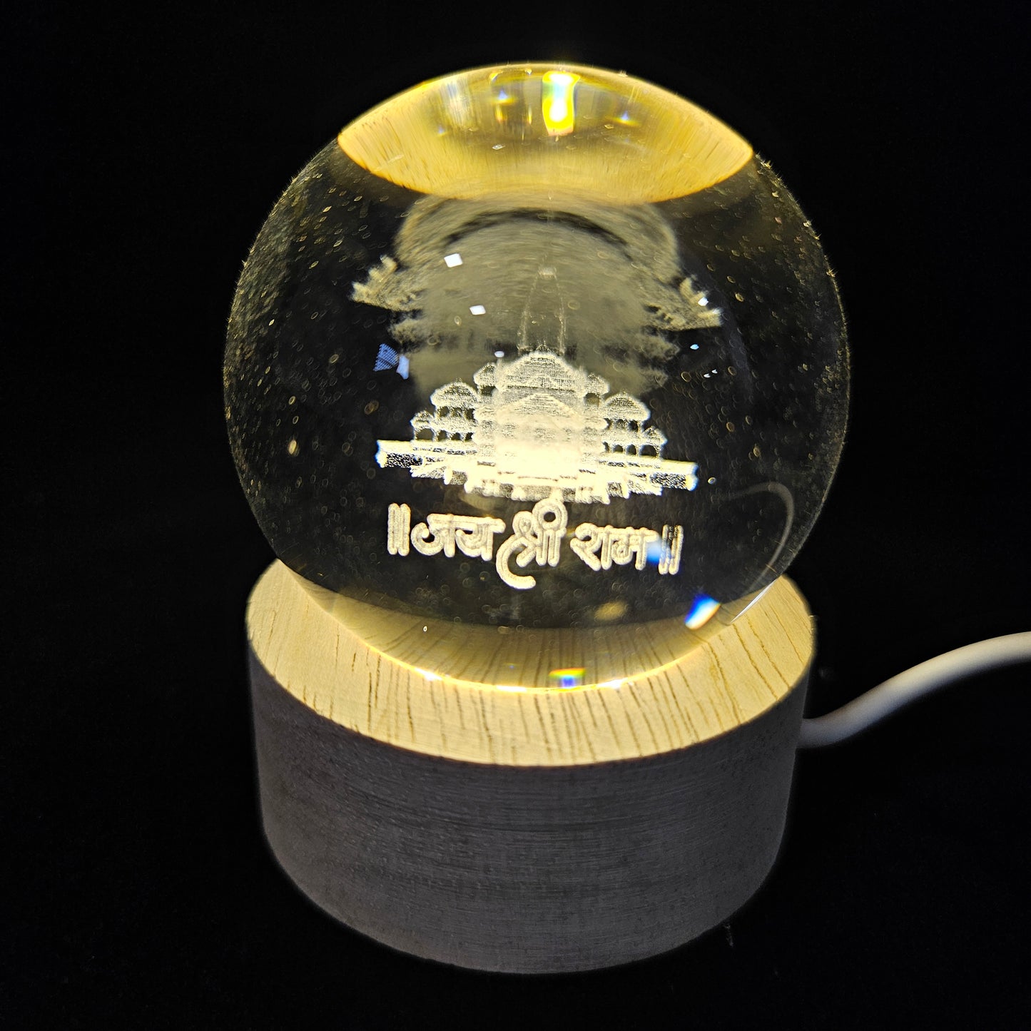 Crystal Ball Night Lamp, Solar System Light, USB Table Colorful Wooden Crystal for Home, Office, Birthday Gift