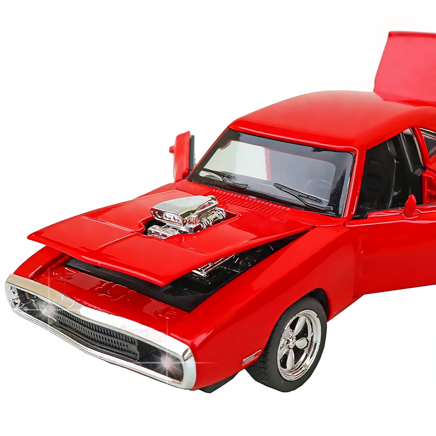 Metal 1969 Ford Mustang Diecast Car, Opening Doors, Vehicle Toy Car Music and Lights, Red
