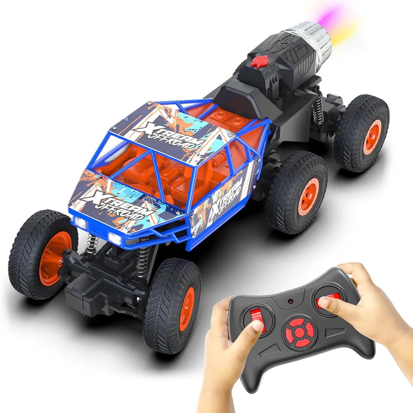Mega Ranger | 6WD 4x4 RC Car Toy for Kids | High Speed ATV Remote Control Rock Crawler with Smoke Exhaust | C-Type USB Rechargeable Offroad Monster Truck | Gift for Boys & Girls