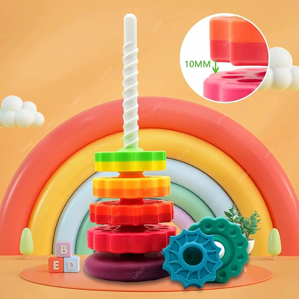 Rainbow Stacking Ring Spinning Tower for 3 years & above age old kids