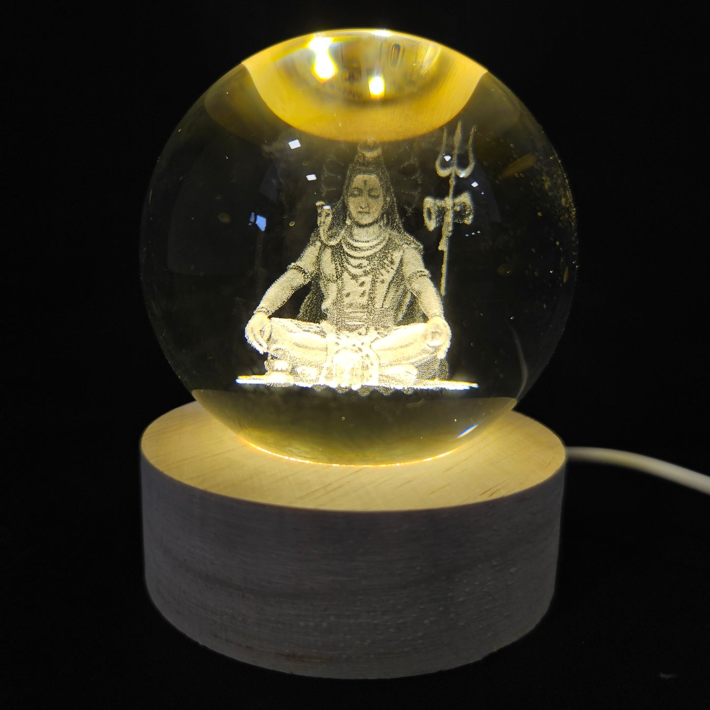 Crystal Ball Night Lamp, Solar System Light, USB Table Colorful Wooden Crystal for Home, Office, Birthday Gift