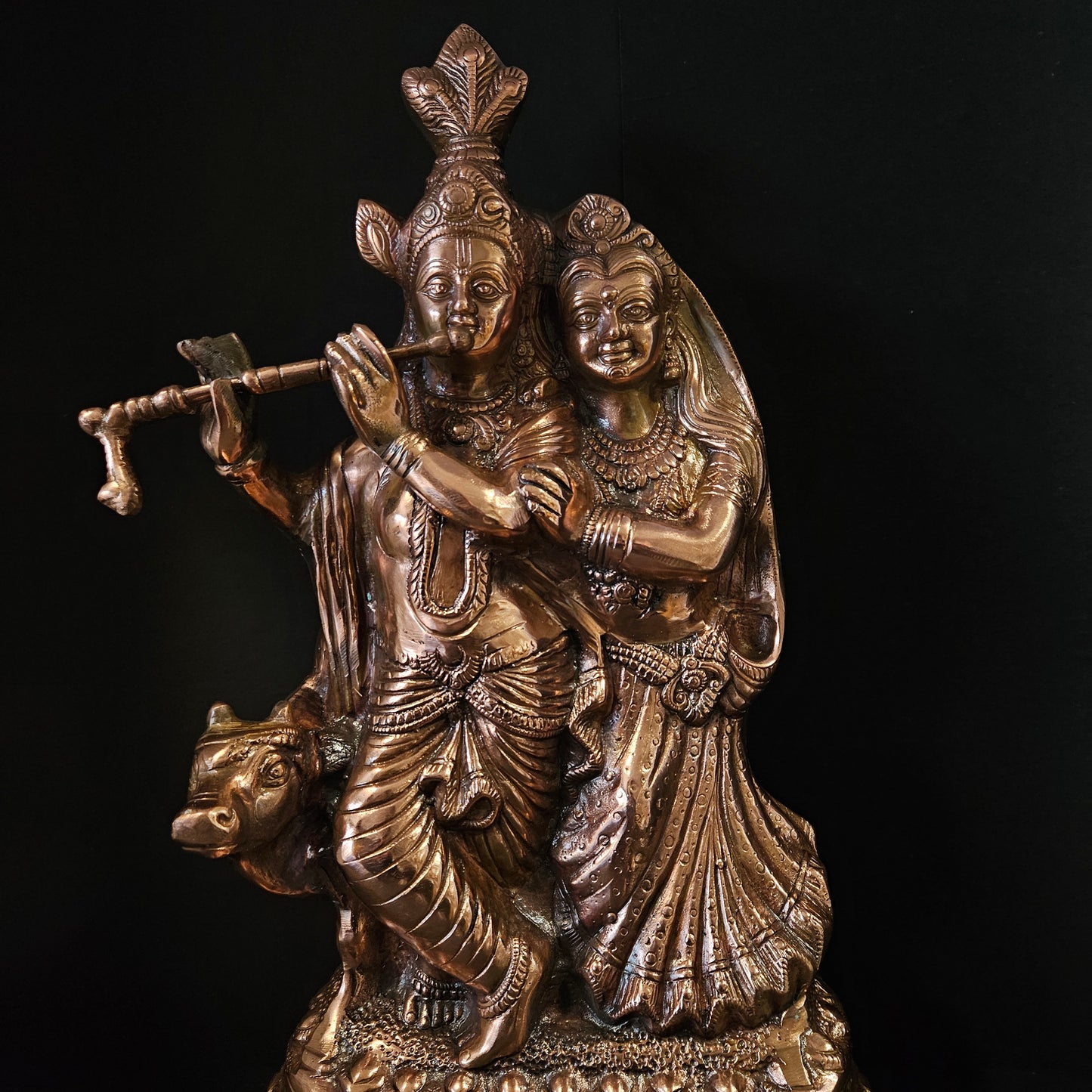 Handicraft Radha Krishna Copper Idol Statue Showpiece Figurine for home & Pooja room