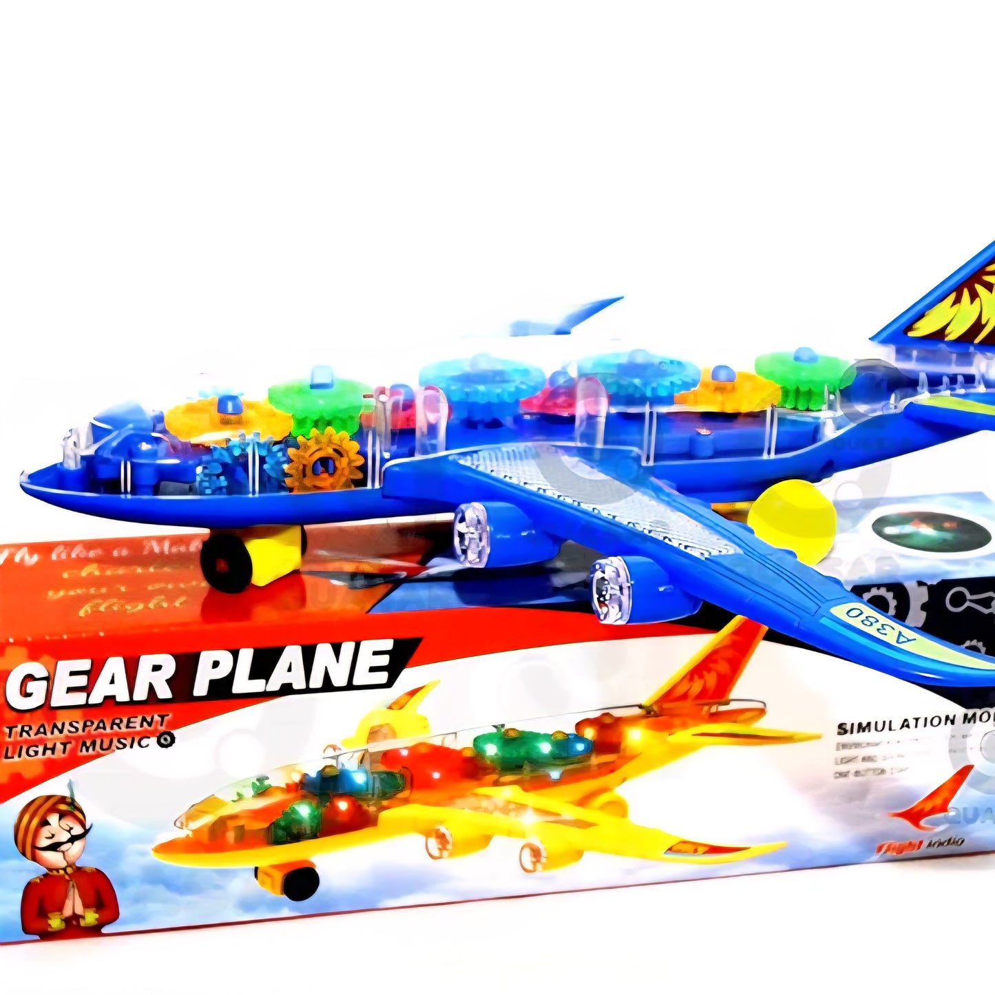 Electric Transparent Universal Gear Plane Flash Light Musical Toy Little Kids Non Toxic Fun Enjoyment Holidays Playing Best Gift Your Children