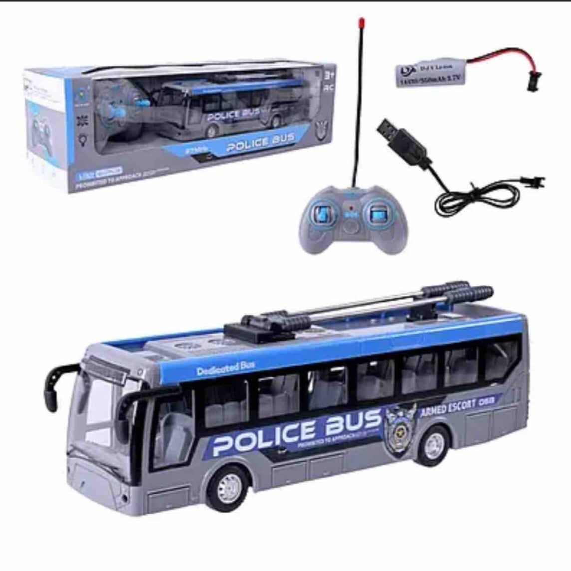 Heavy Escort Rc Rechargable police Bus Armed Escort bus for kids