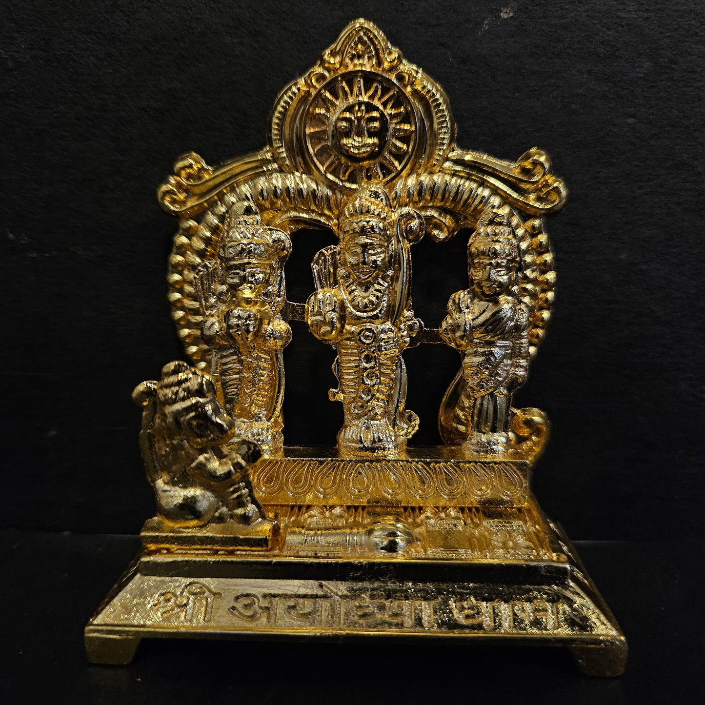 Metal Ram Darbar Statue Divine Ensemble of Lord Rama, MATA Sita, Lakshmana, and Hanuman