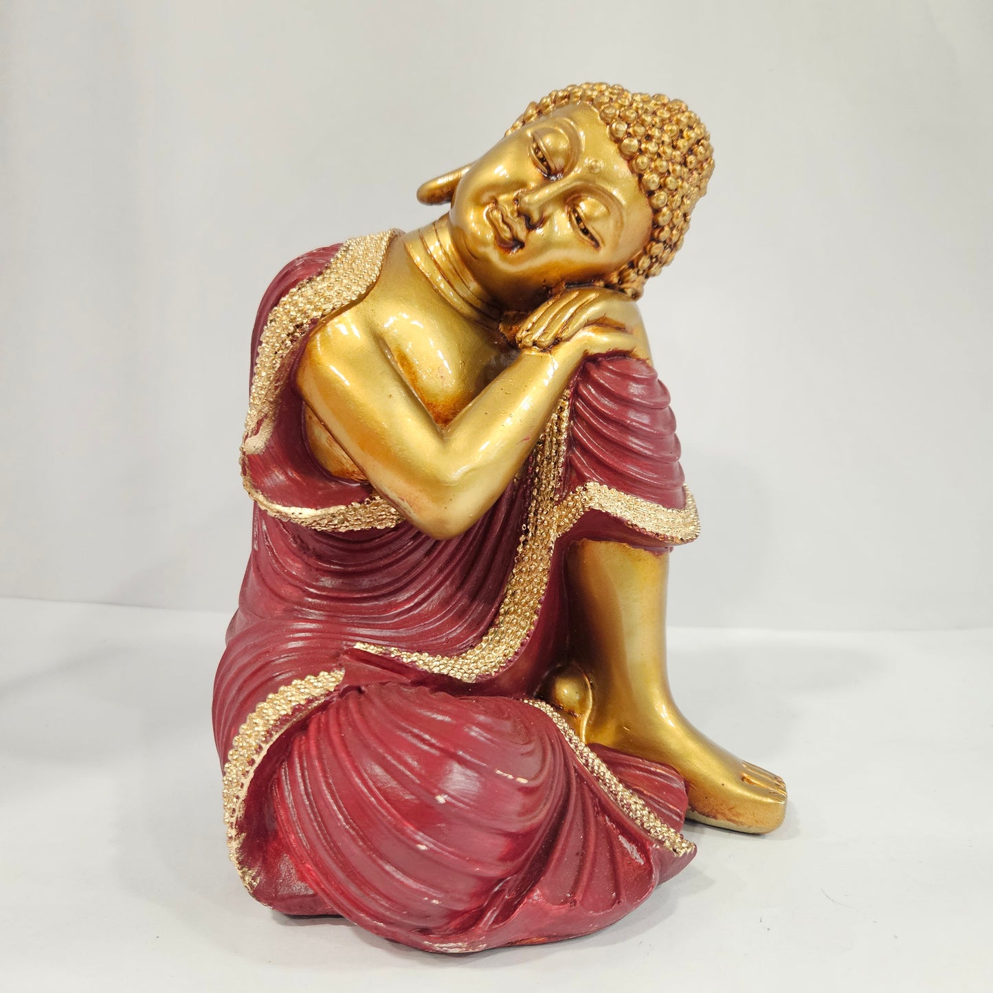 Sitting Buddha Statue Idol Buddha Figure Gold Foli Work Resin Made Light Weight Statue Perfect Home decor