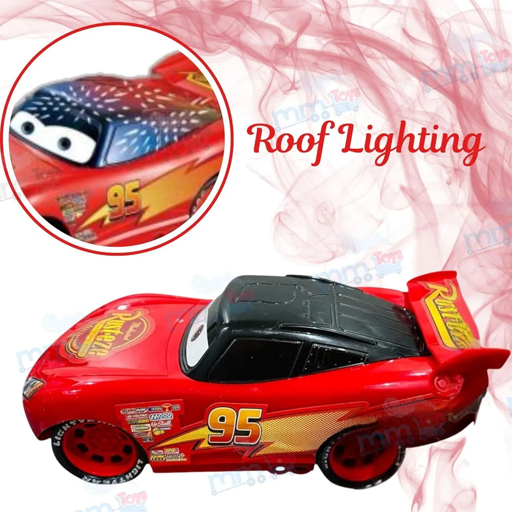 Mc Queen Remote Control Car for Kids 3–10 Years – Plastic Body, 3D Lights Rechargeable Battery, 10–15 Ft Remote Range, Multicolor