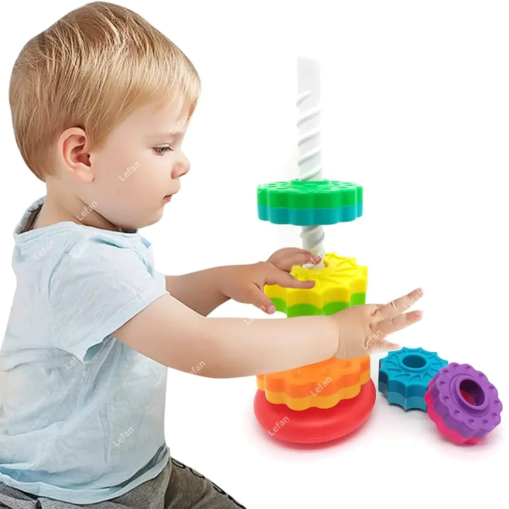 Rainbow Stacking Ring Spinning Tower for 3 years & above age old kids