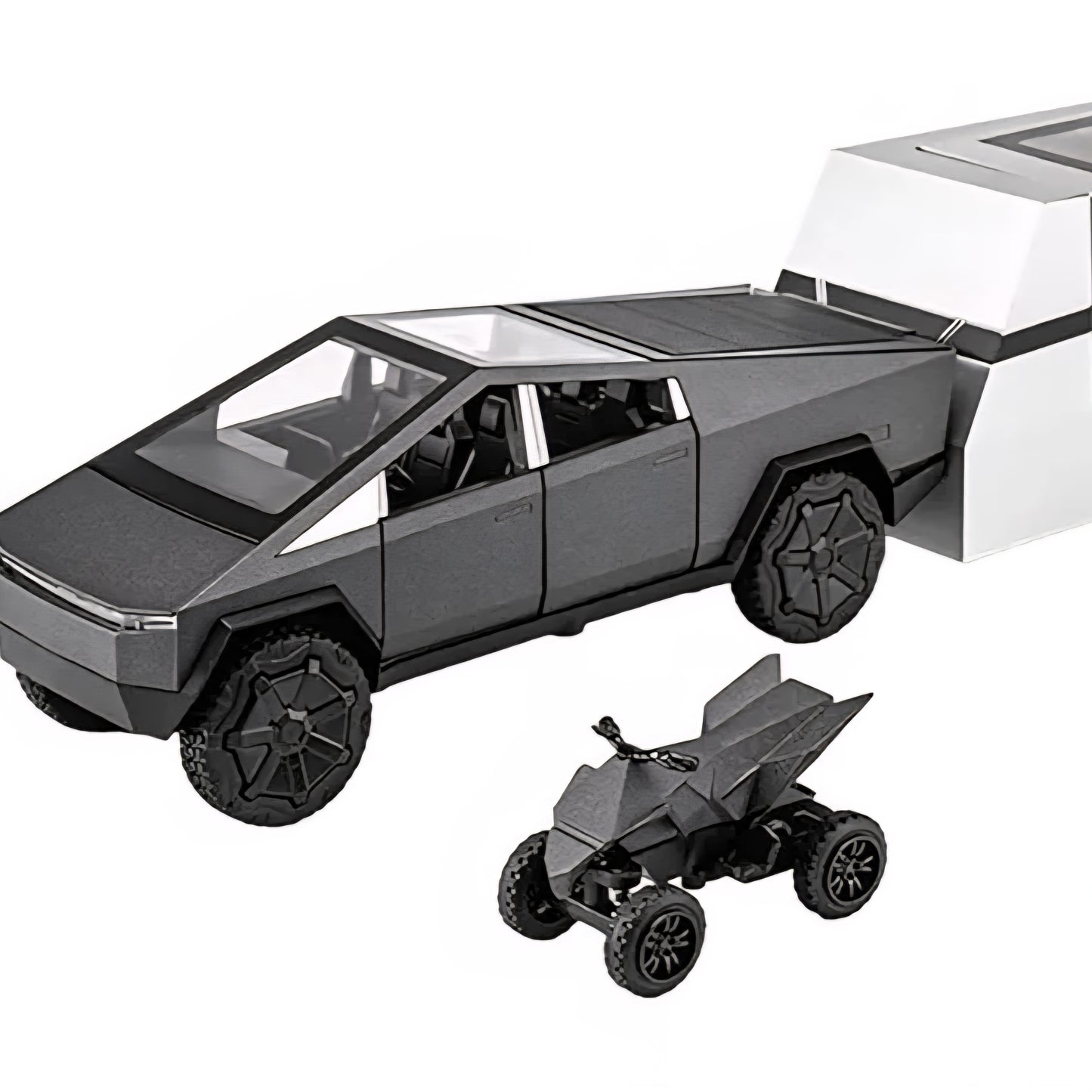 Tessla Pickup Trailer Toy Car | Realistic Model with Working Features - Diamond Black Diecast car