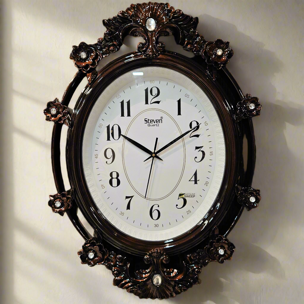 Analog Ovel Shaped Look Unique Design Sweep Silent Wall Clock for Home