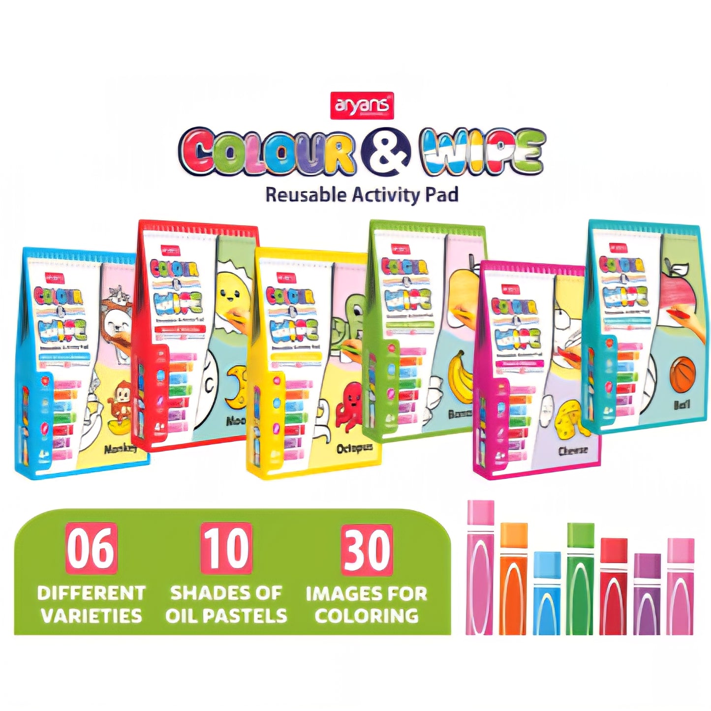 Aryans Colour & Wipe Activity Pad 6 Mix Design