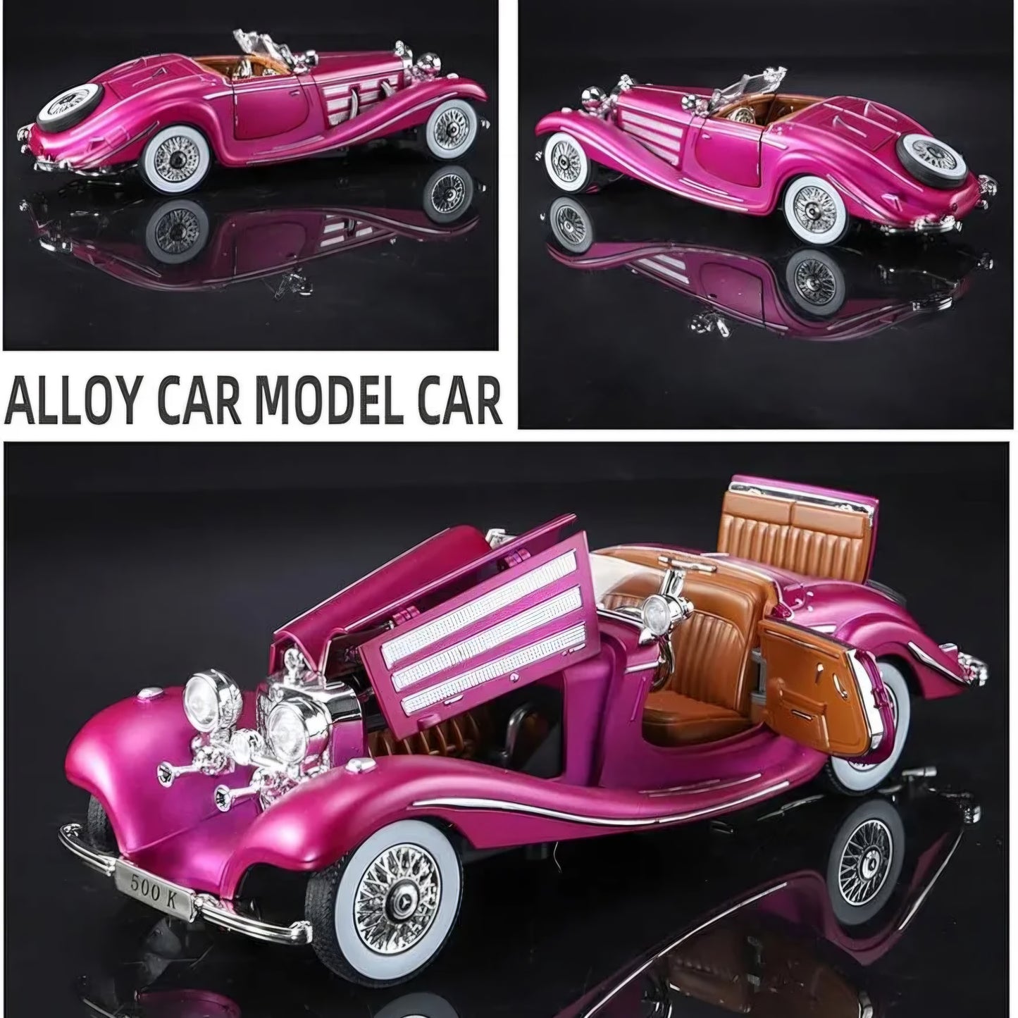 Vintage Model Car Toy Diecast Metal Cars Vintage Car for Kids Light Sound Pull Back Openable Door Toy Cars