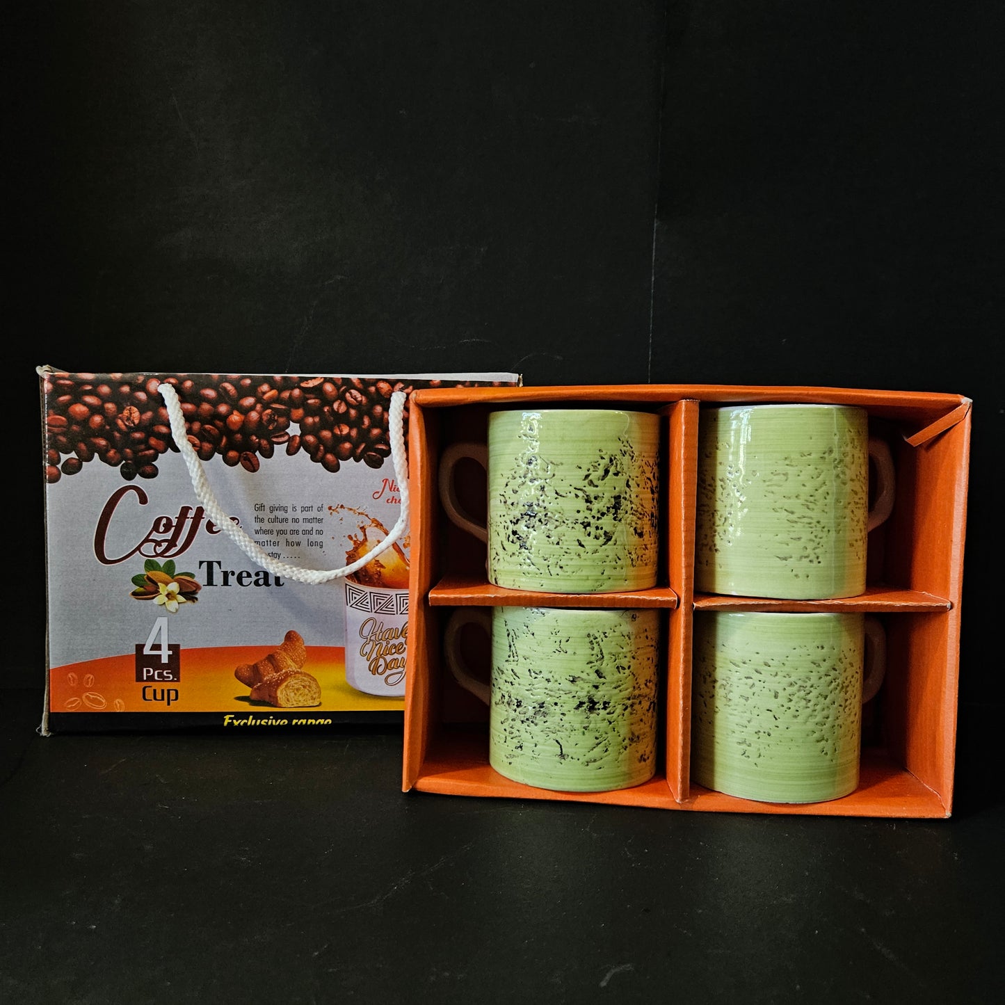 Kanch coffee treat Exclusive range Ceramic 4 pieces cups set for Return gifting