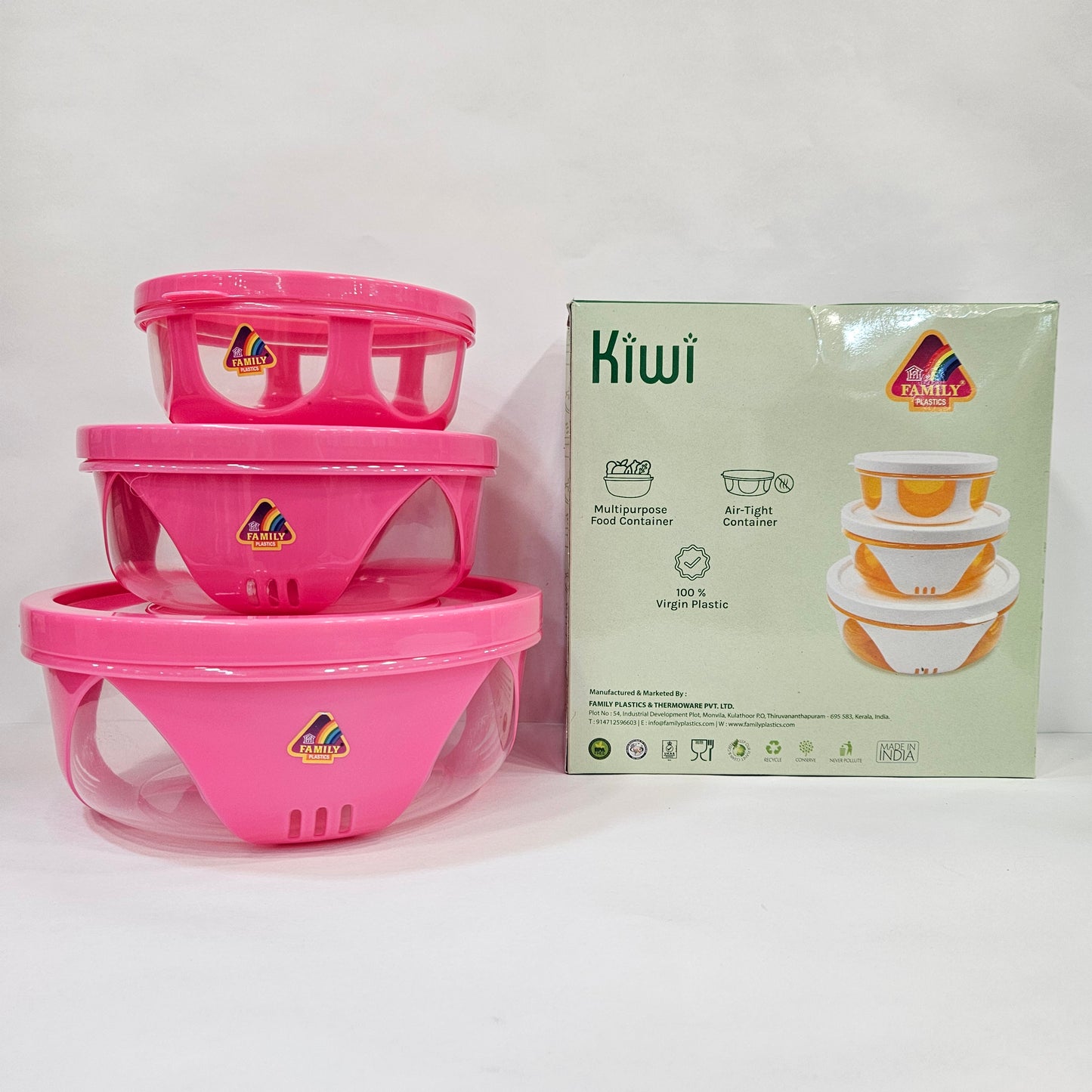 Kiwi fabulous 3 pieces set food Storage containers with air tight Lids