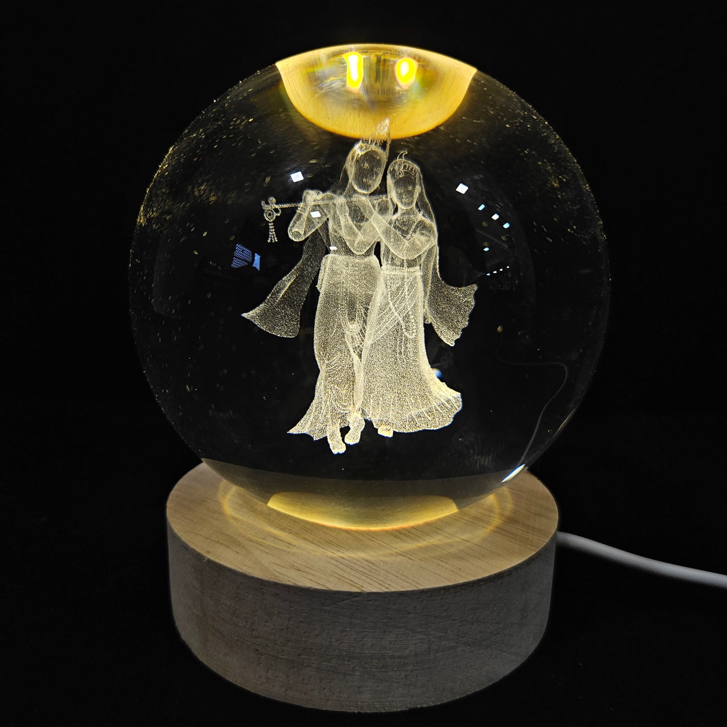 Crystal Ball Night Lamp, Solar System Light, USB Table Colorful Wooden Crystal for Home, Office, Birthday Gift