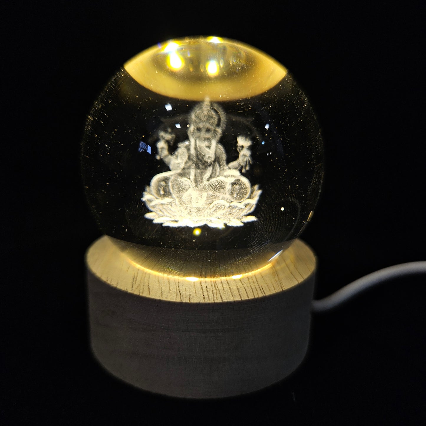 Crystal Ball Night Lamp, Solar System Light, USB Table Colorful Wooden Crystal for Home, Office, Birthday Gift