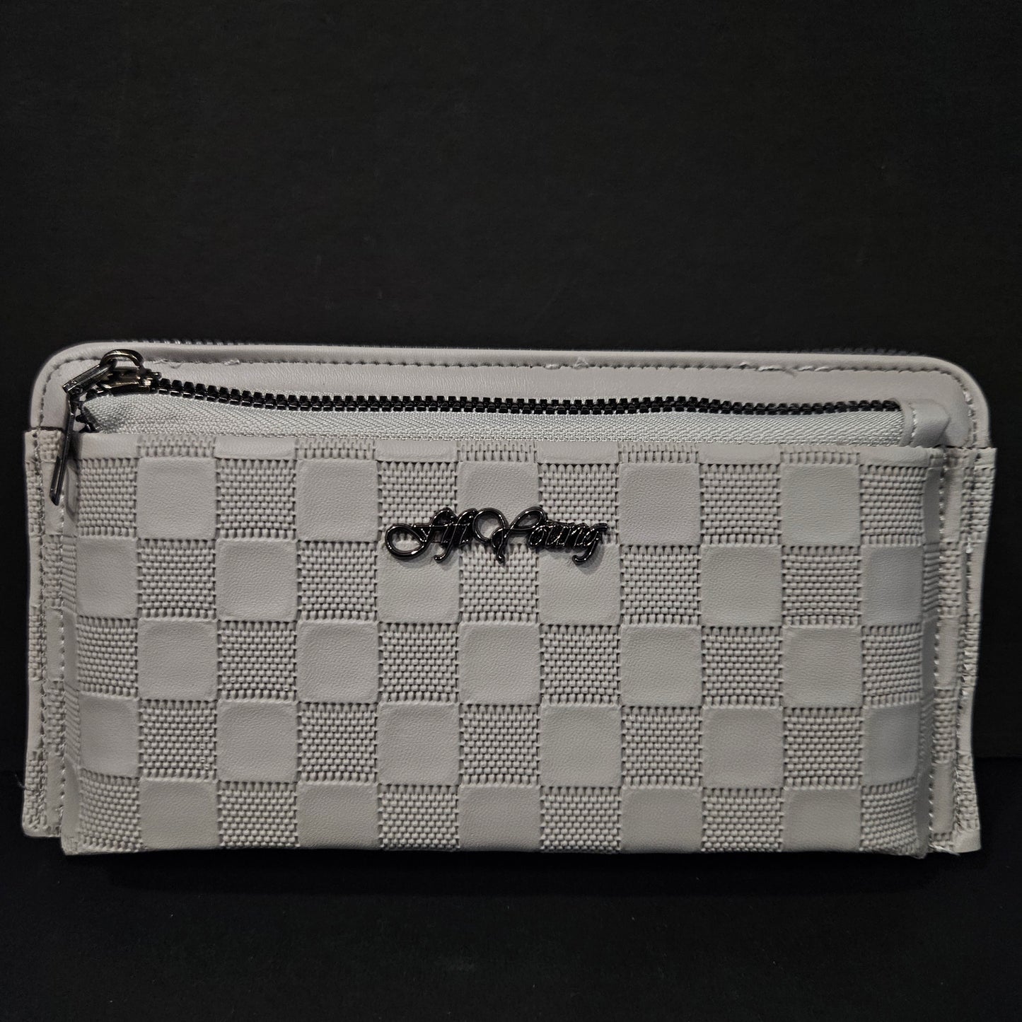 Leather Thin Slim Wallets for Women with Double Zipper