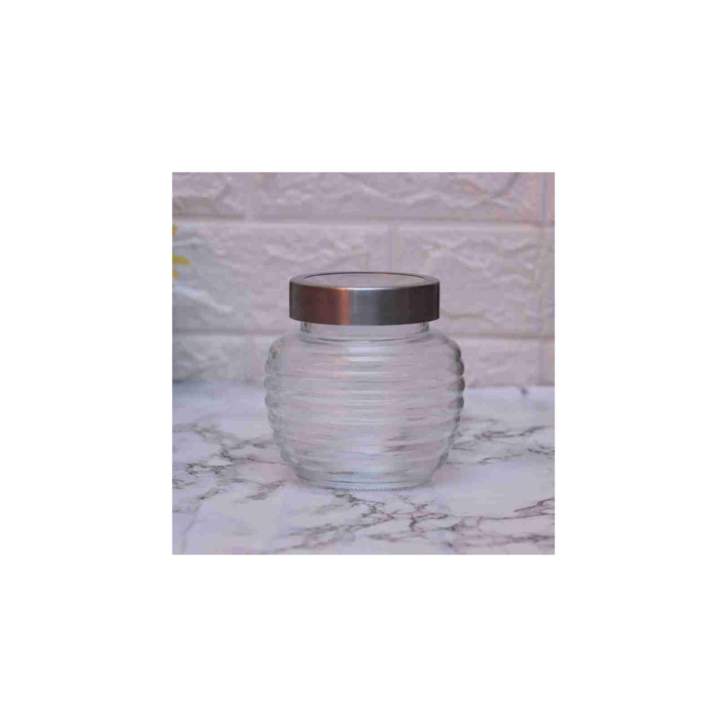 Clear Glass Round Radius Glass Jar Container With Rust Proof Air Tight Steel Lid/Suitable To Use In Your Home Office, Kitchen Storage/Glass Jars, 2 Pcs, Of Lids