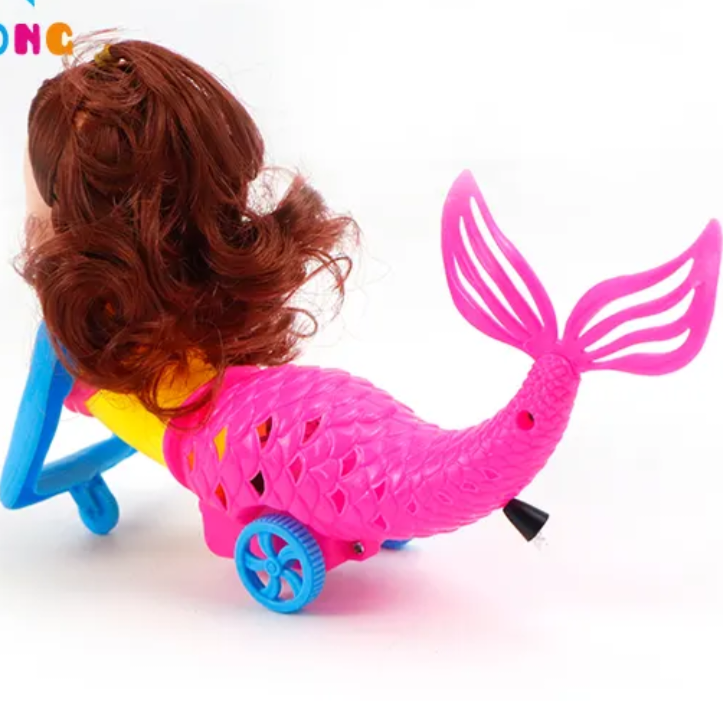 Children's Hot Pull String Princess Mermaid Toy Car with Lights perfect for kids return gifting
