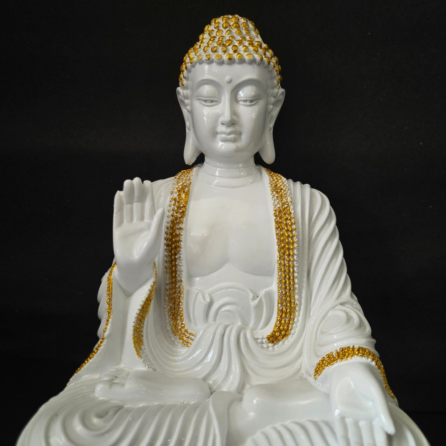 The Healing Spirit Blessing Buddha White & gold Statue for Home Decor