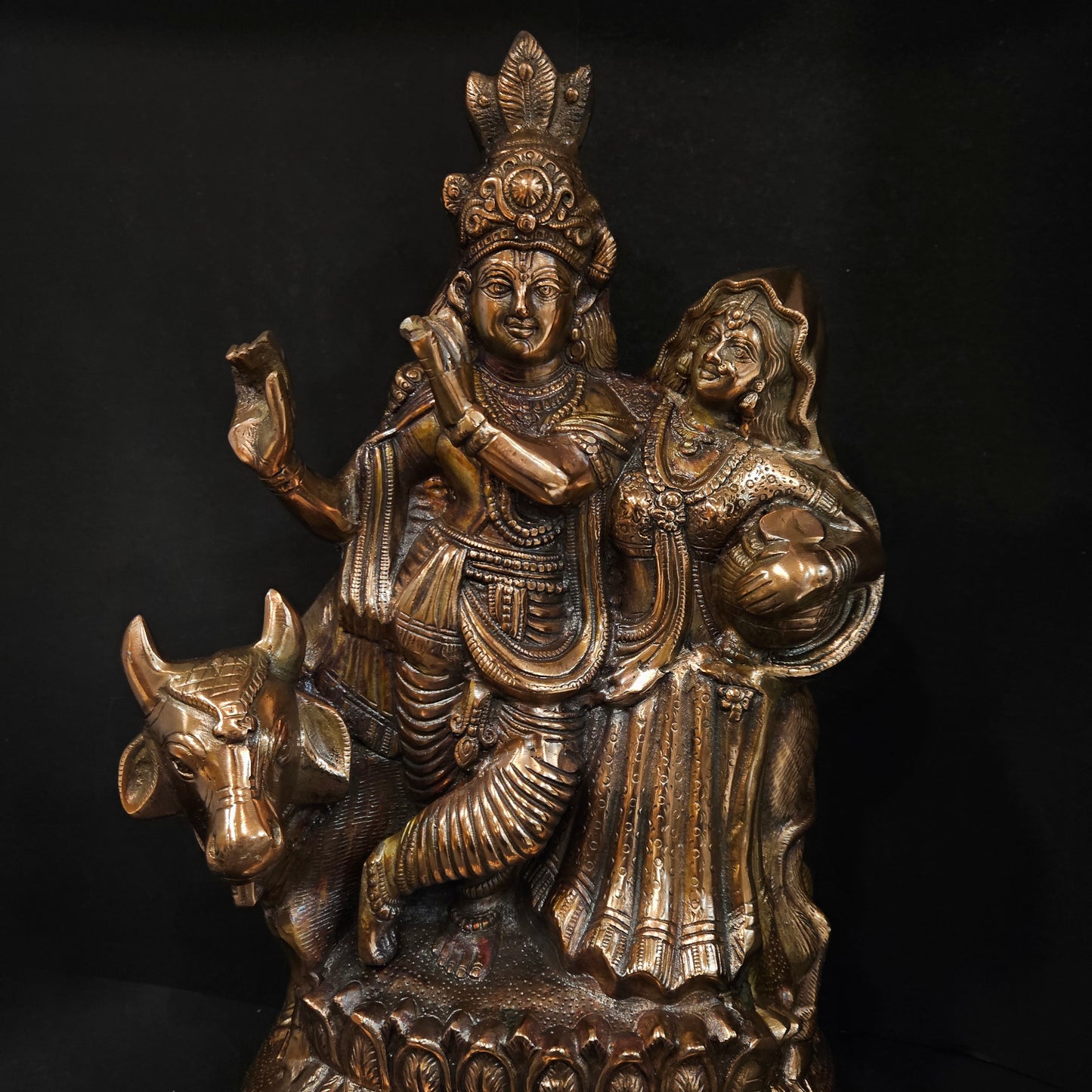 Handcrafted Copper radha Krishna big size idol for Home & Office Decoration