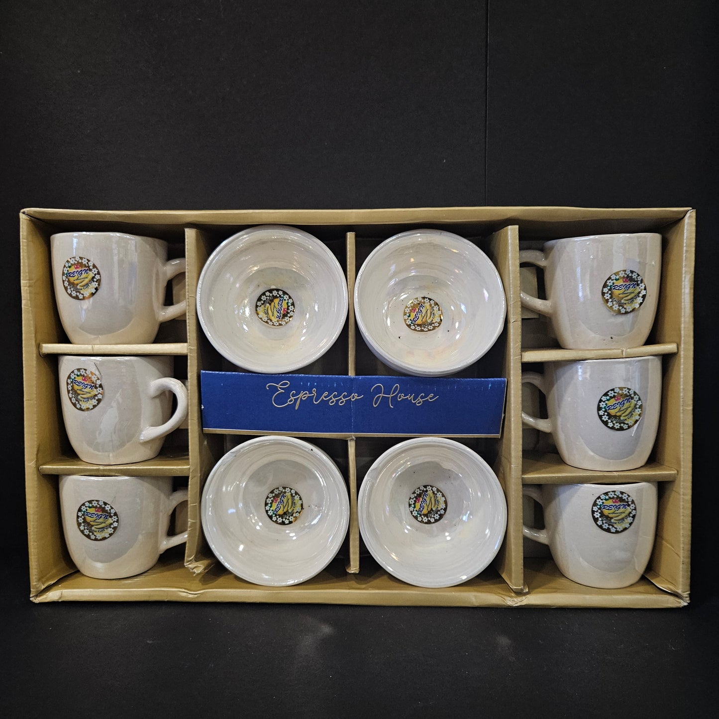 Espresso house Ceramic pieces shiny cups with 4 Ceramic bowls set