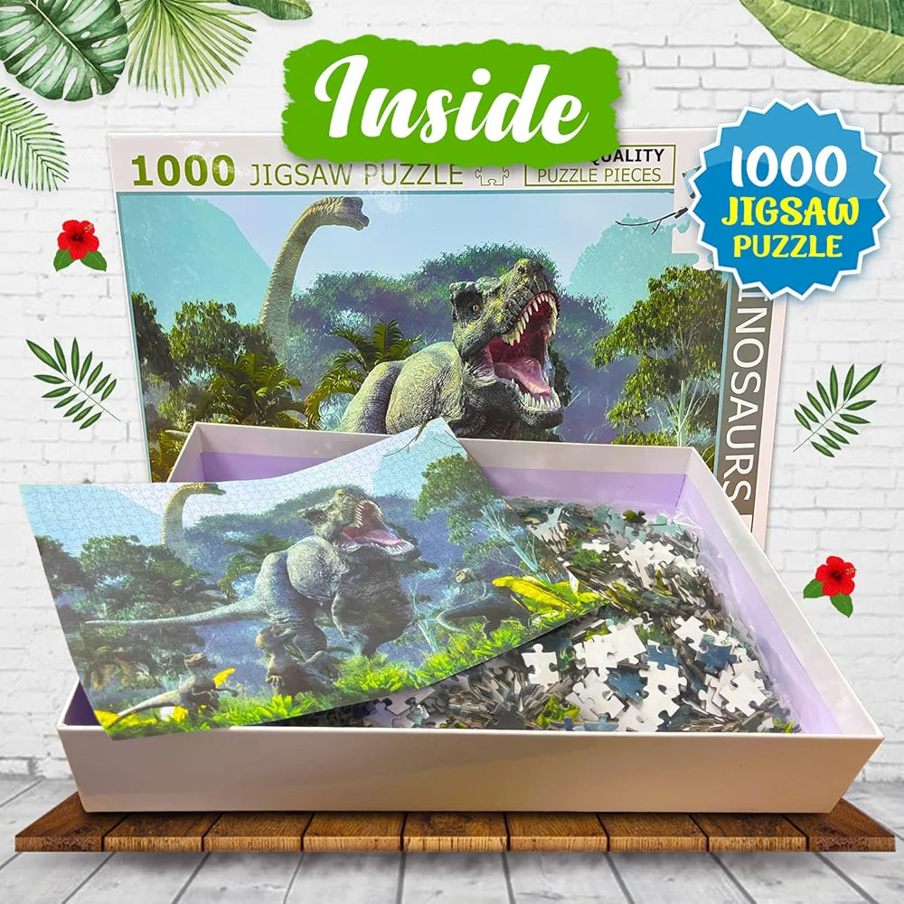 Dinosaurs Puzzle Box – 1000 Piece Jigsaw Puzzle | Prehistoric Adventure Brain Game | Educational Gift for Kids and Dinosaur Lovers