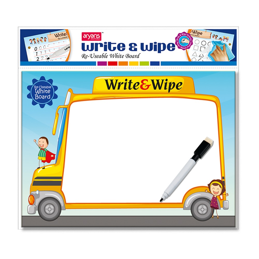 Write & Wipe Reusable Writing Board with jungle,transport,fruits & ocean themed boards