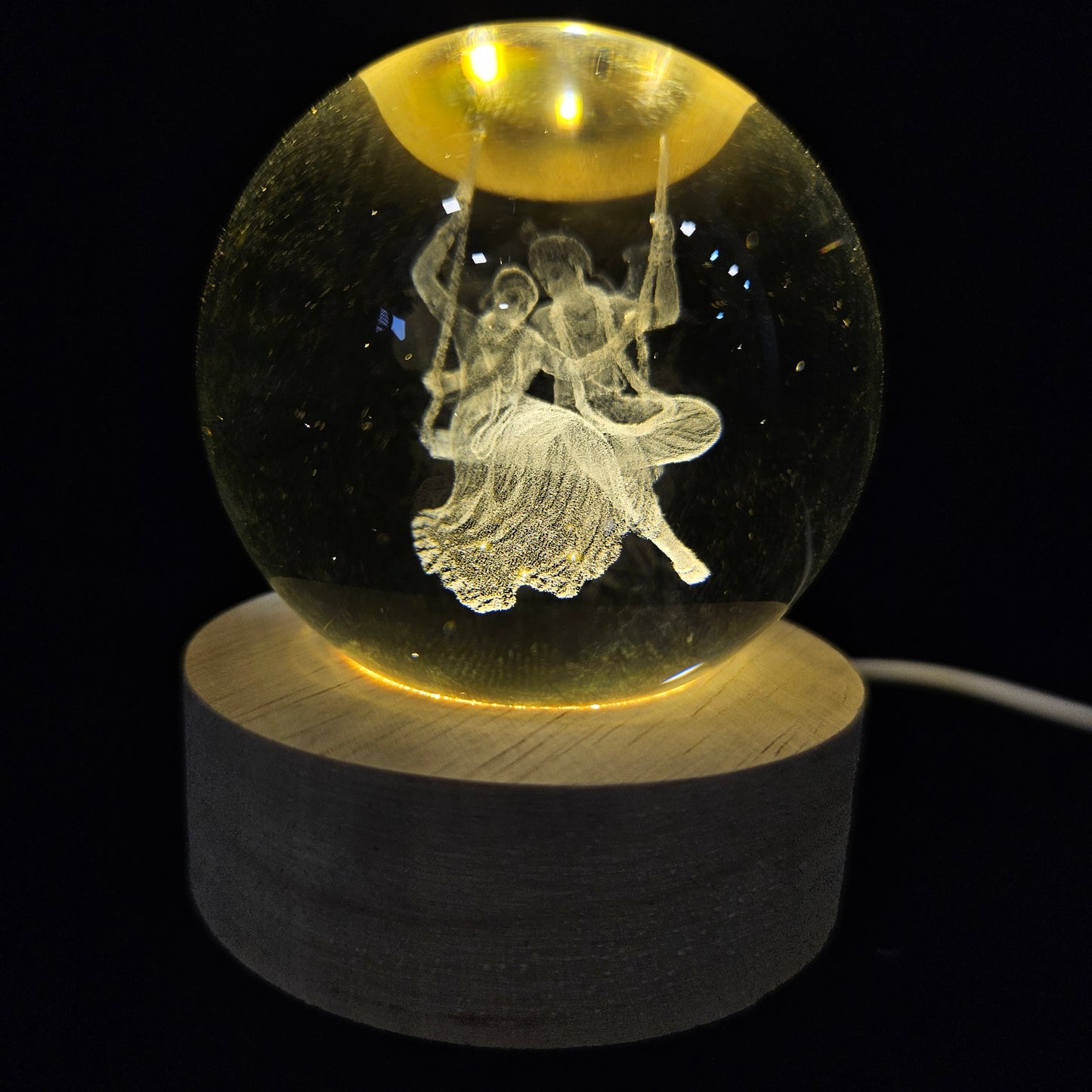 Crystal Ball Night Lamp, Solar System Light, USB Table Colorful Wooden Crystal for Home, Office, Birthday Gift