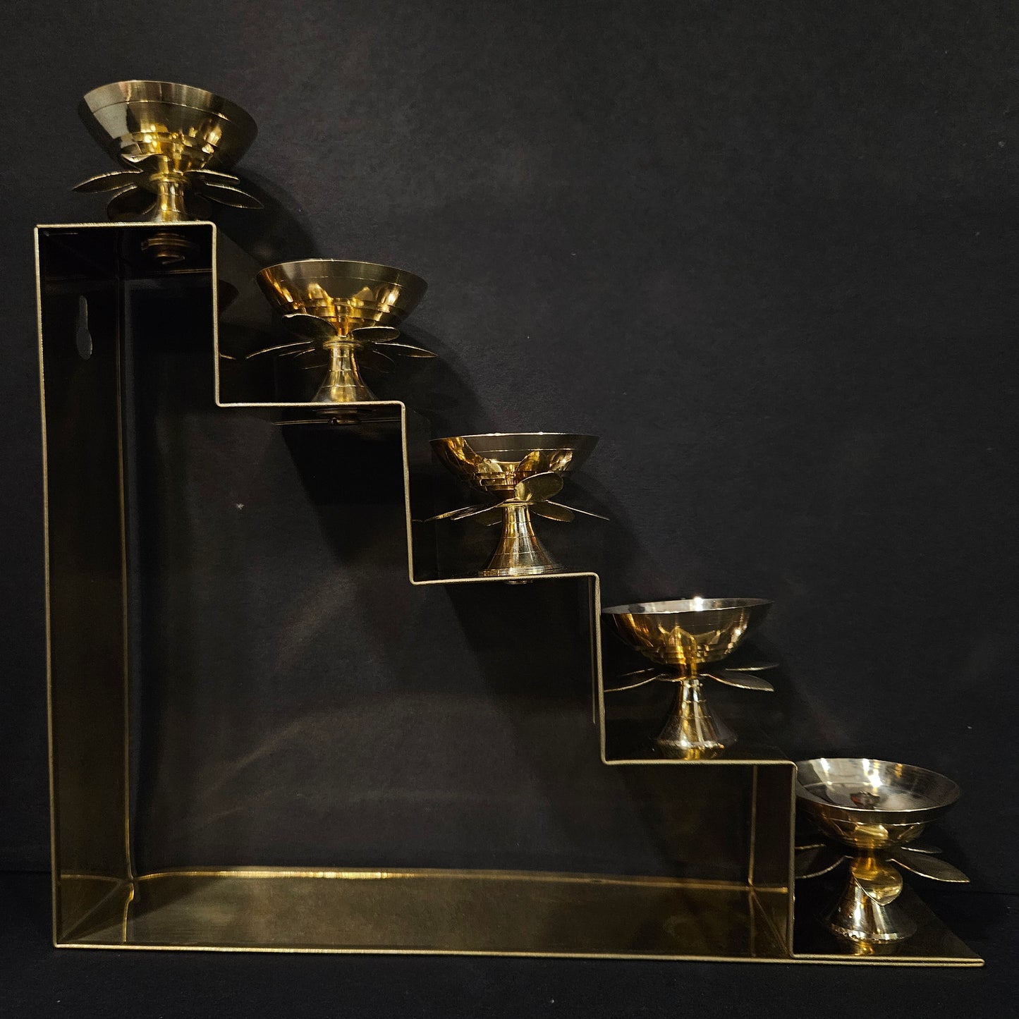 Delights Steps Brass Deepa Stand for Puja & Gifting