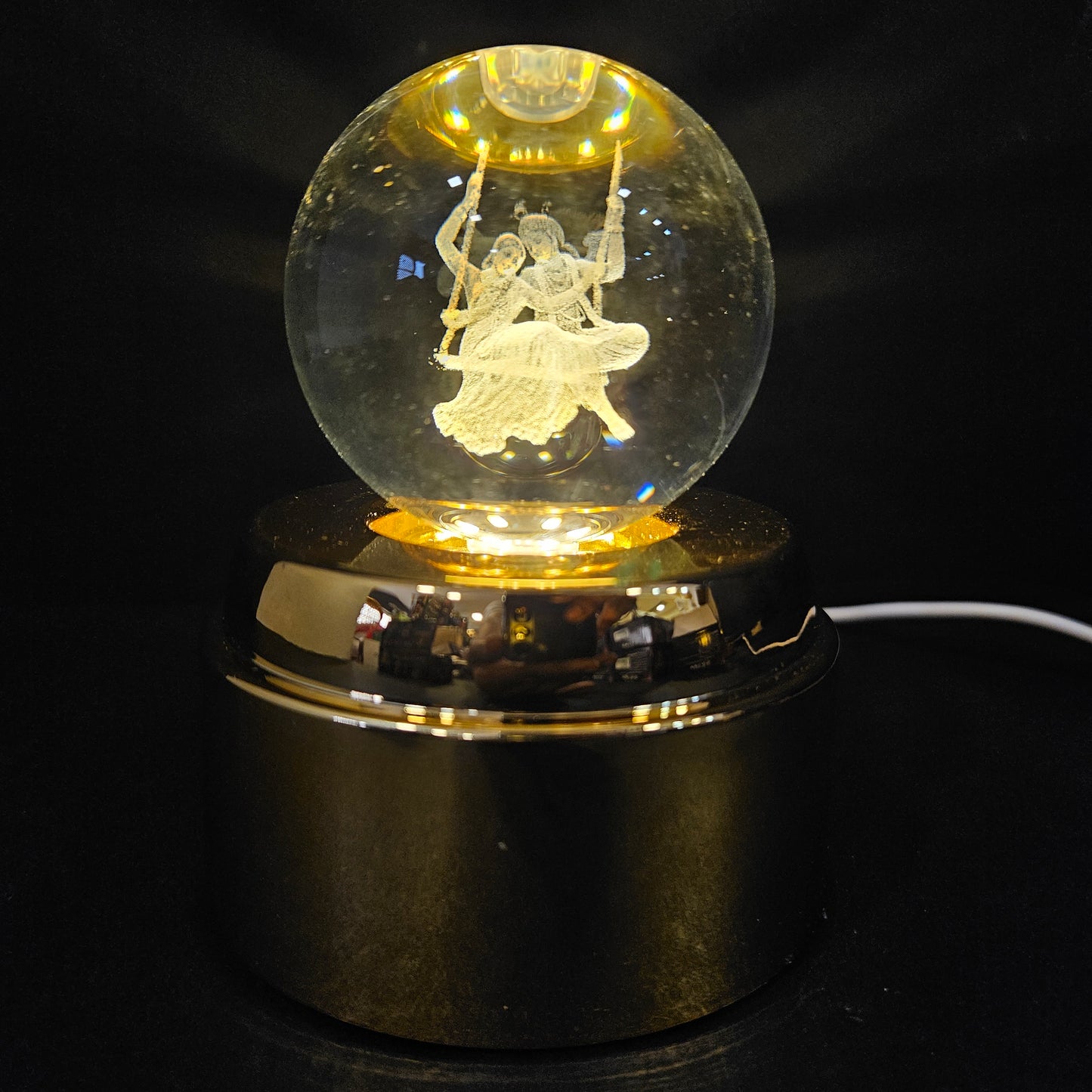 Crystal Ball Night Lamp, Solar System Light, USB Table Colorful Wooden Crystal for Home, Office, Birthday Gift