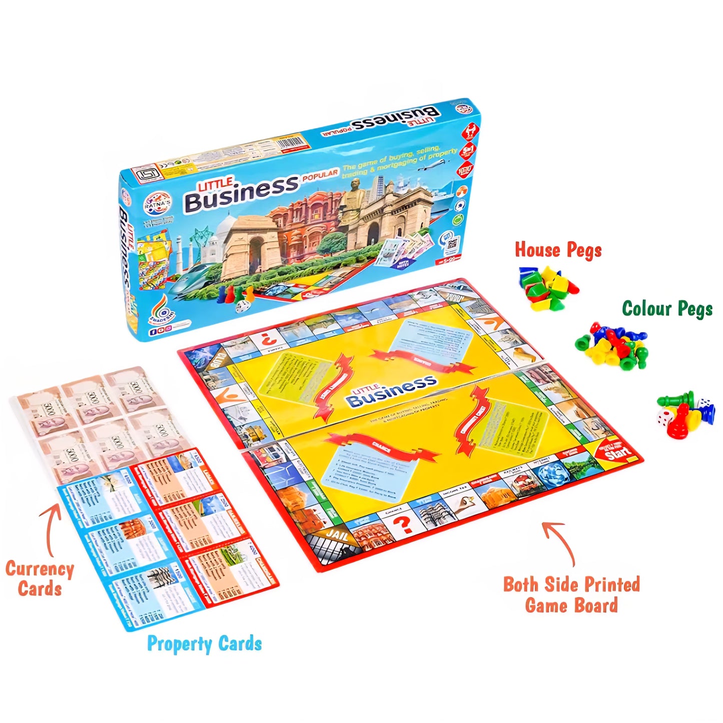 Little Business Popular with Notes 5 in 1 Board Game Along with Other Games Like Ludo, Snakes Ladder, Car Rally & Cricket