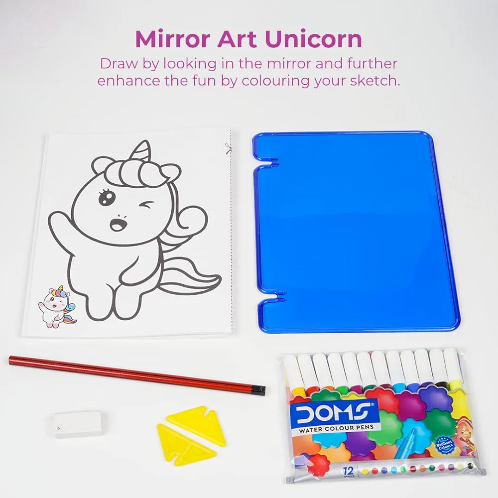Mirror Art Unicorn Themed Creative Art & Craft Drawing Colouring Game for Kids