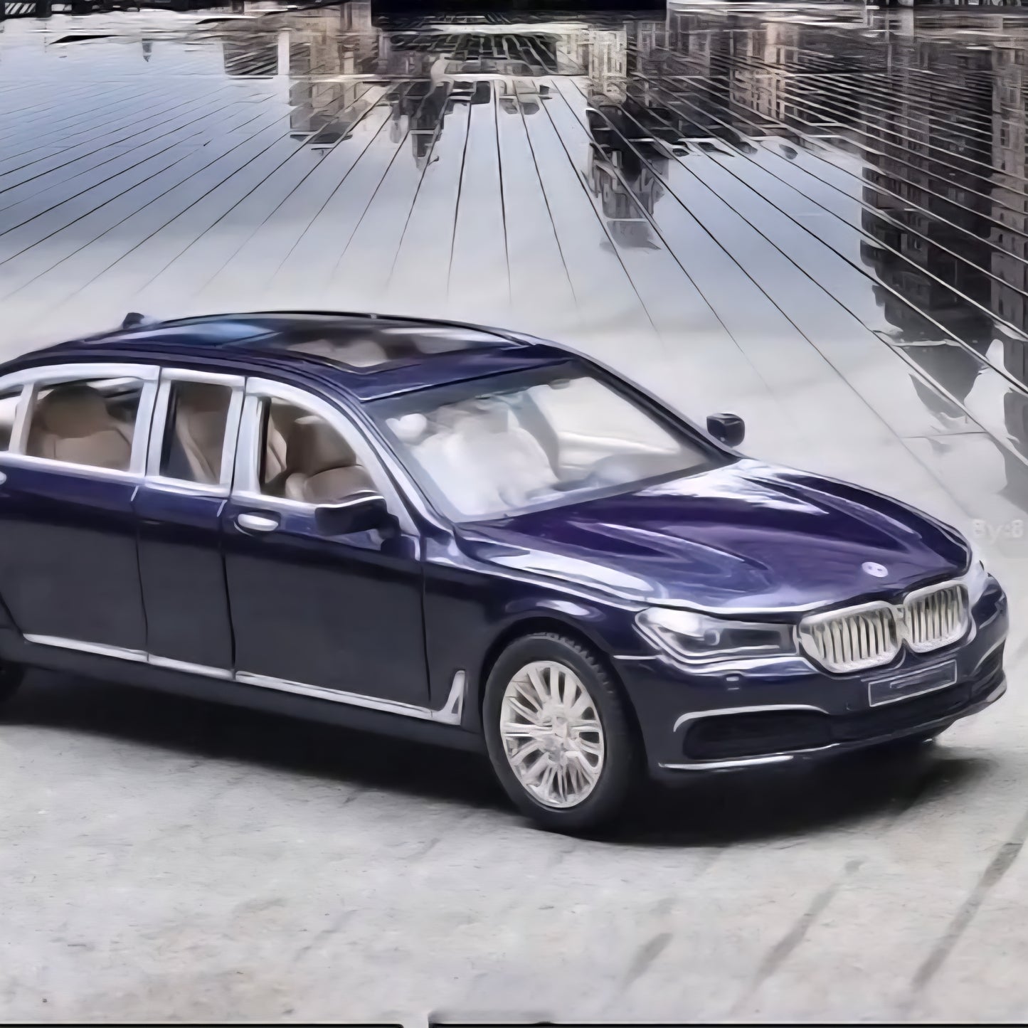 Die-Cast BMW Pull Back Sedan with 6 Openable Doors Lights & Music