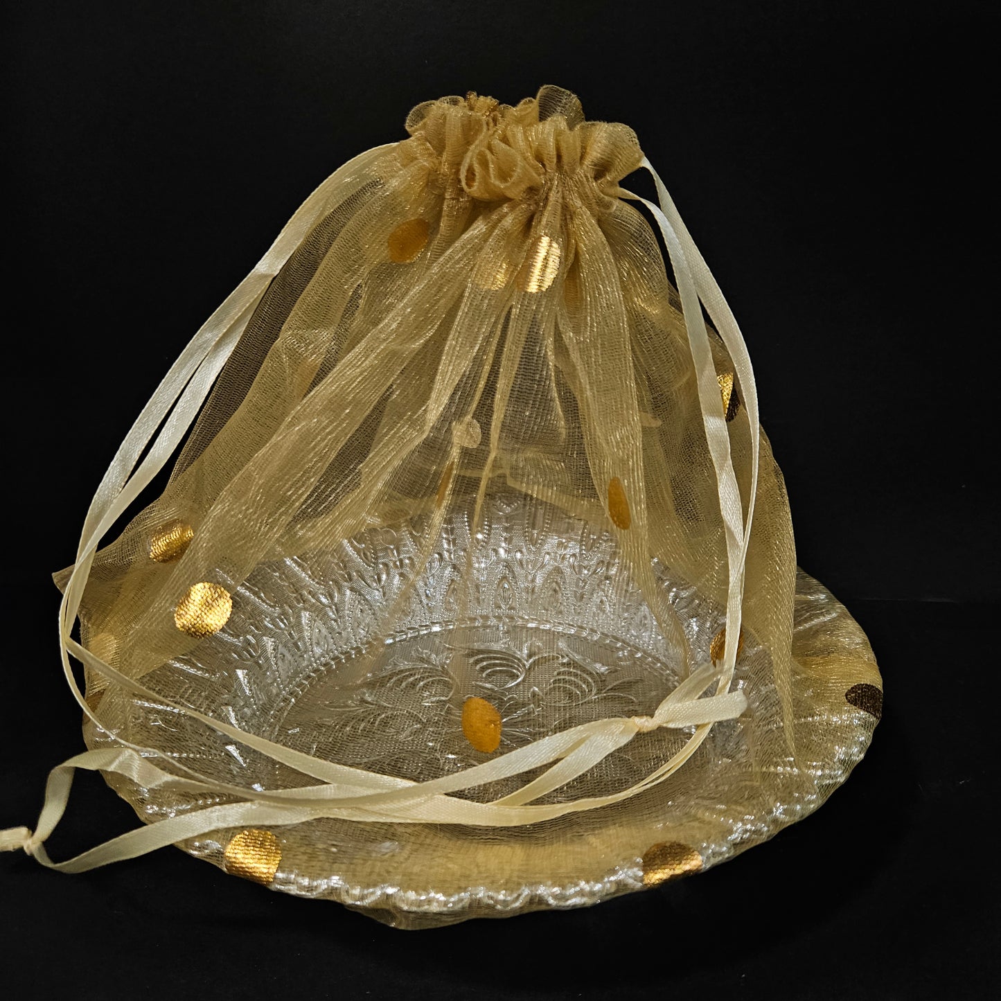 Silver coloured flowral designer basket for chocolate gift hamper