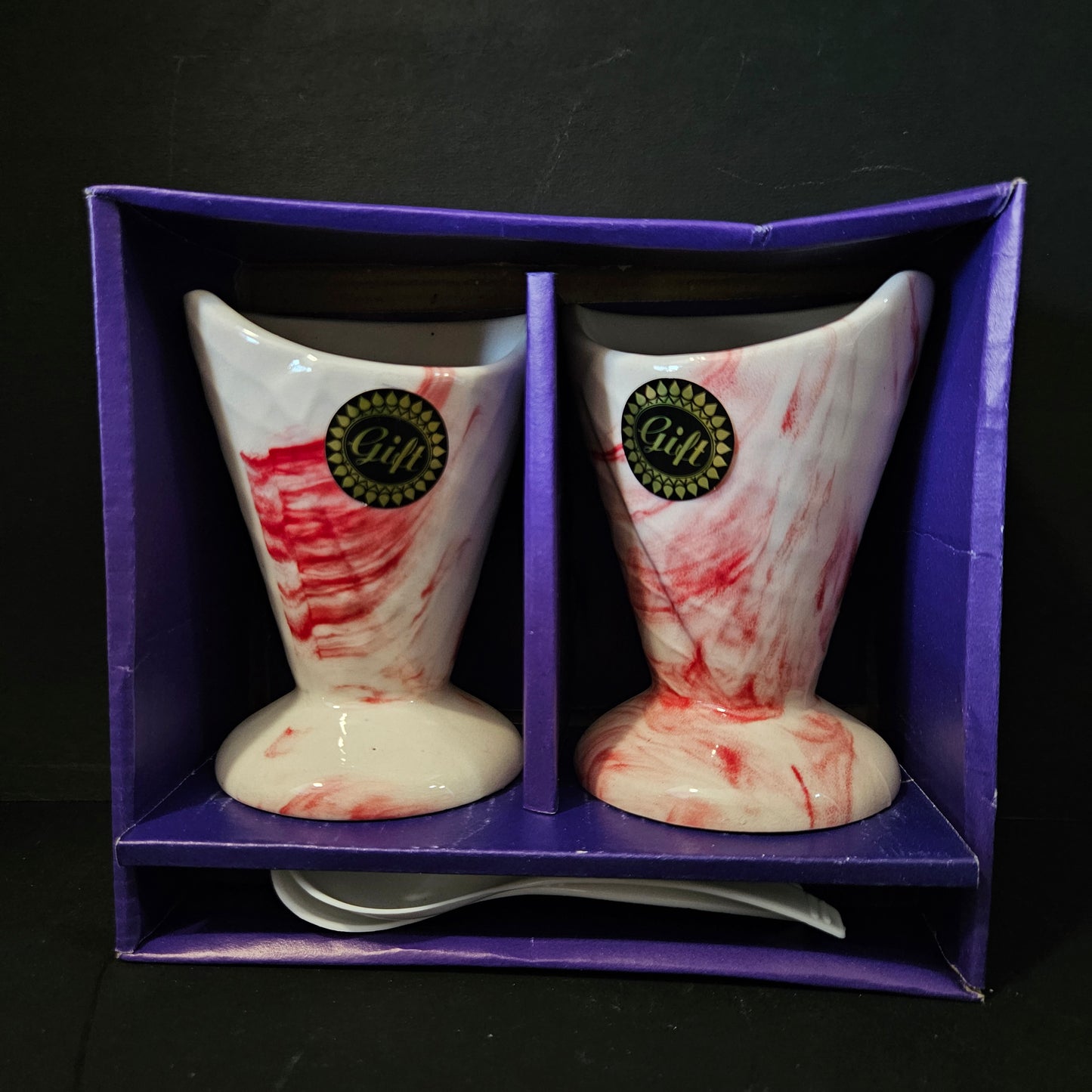 Kanch Exotica ice cream 2 pieces Ceramic cup set with 2 Spoons