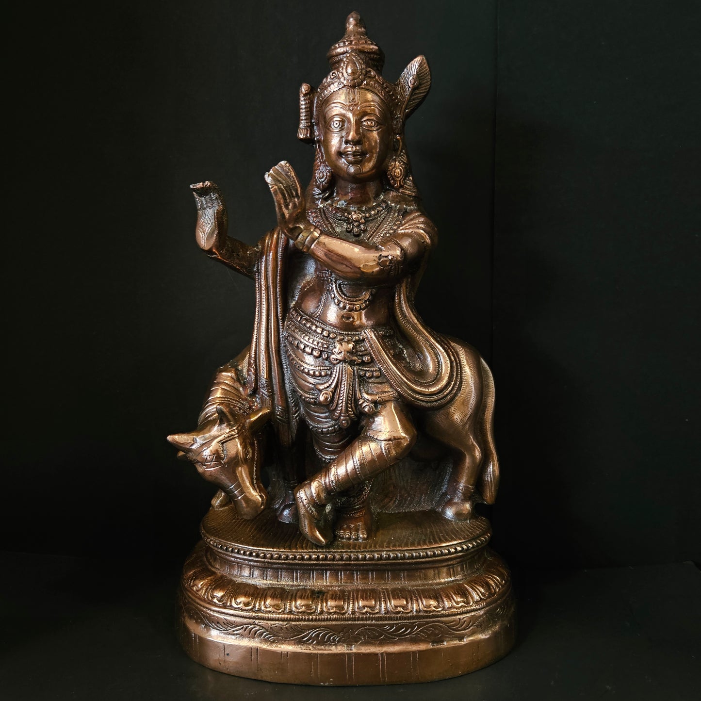Lord Krishna Spirtual Idol Krishna Black Copper Statue for Home Decor Krishna Decorative Showpiece for Gift Home Décor