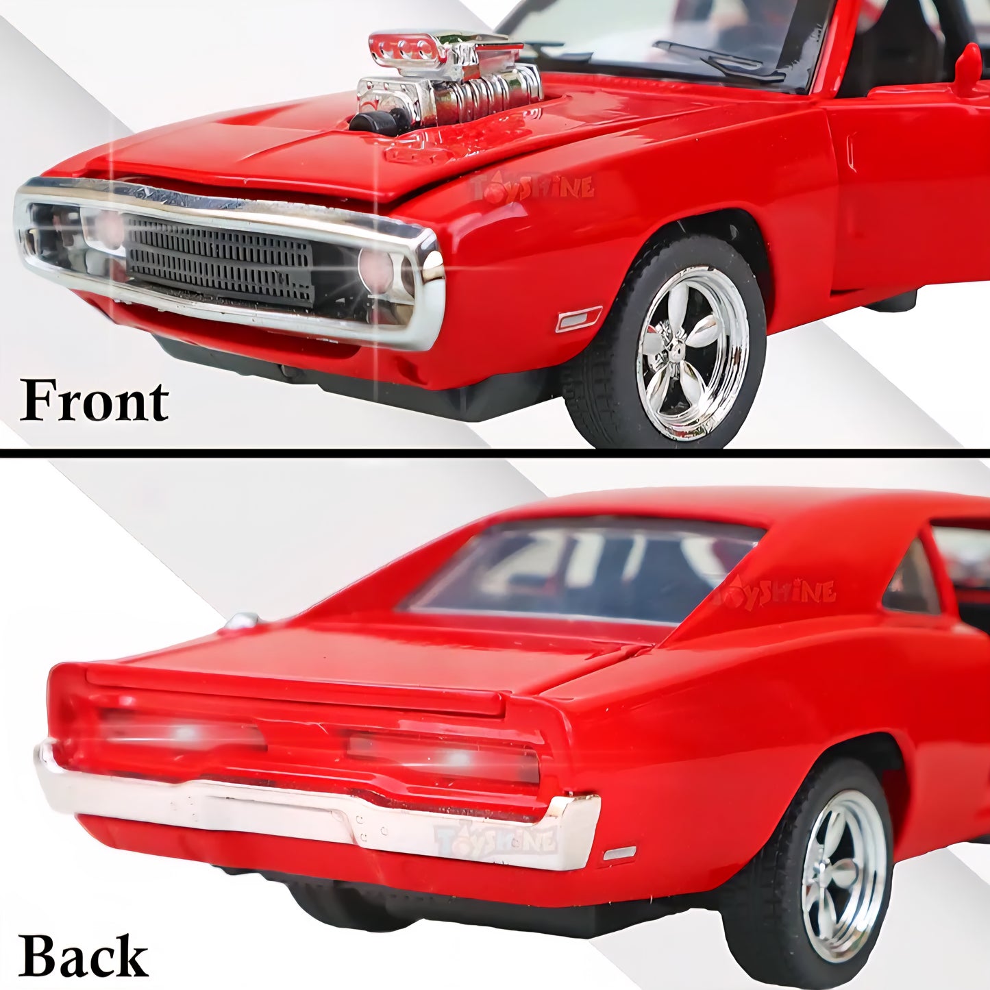 Metal 1969 Ford Mustang Diecast Car, Opening Doors, Vehicle Toy Car Music and Lights, Red
